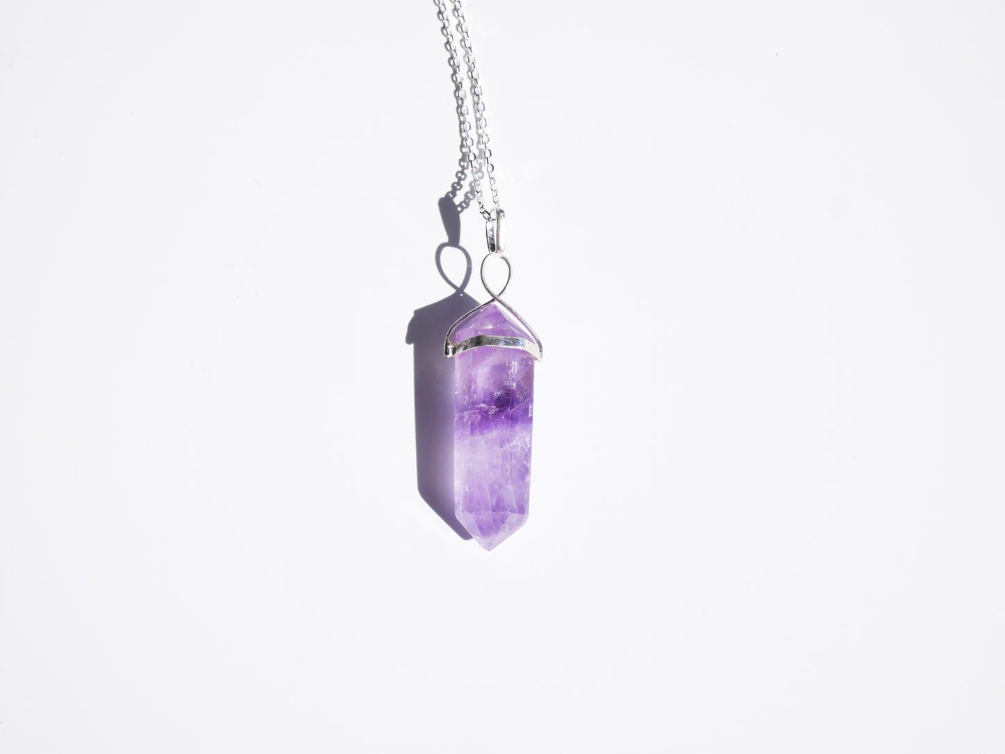 Amethyst Spiral Point - 925 Sterling Silver Chain