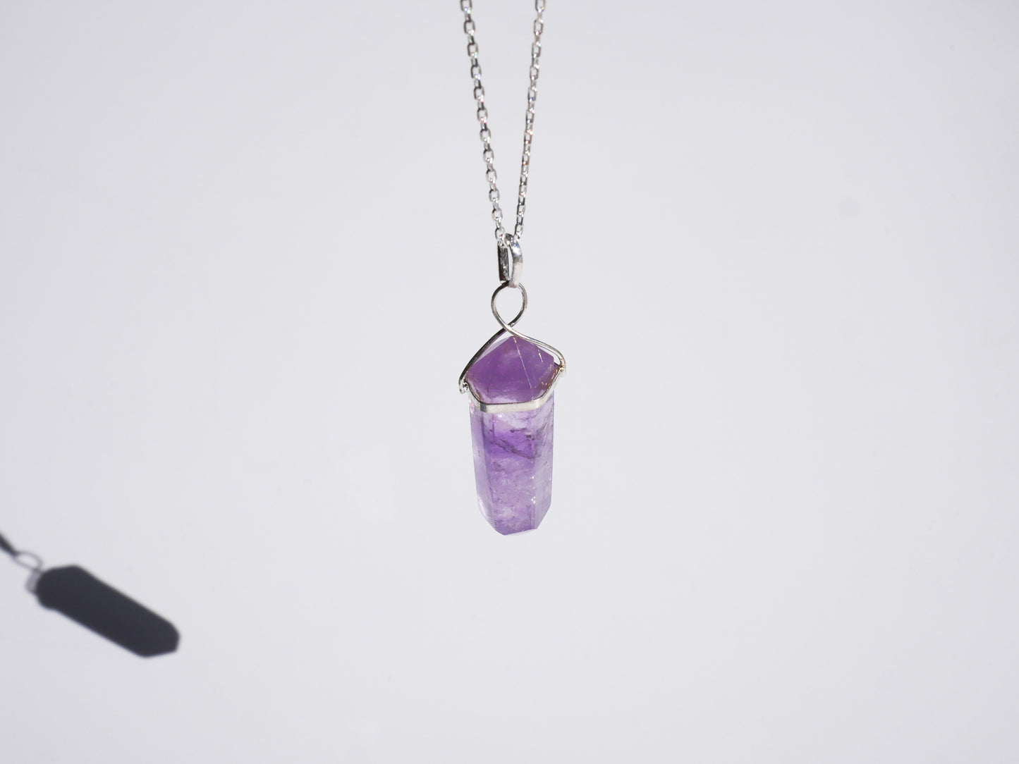 Amethyst Spiral Point - 925 Sterling Silver Chain