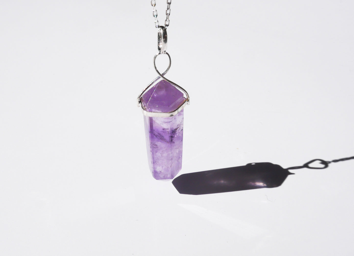 Amethyst Spiral Point - 925 Sterling Silver Chain