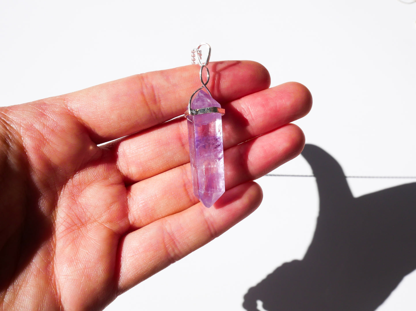 Amethyst Spiral Point - 925 Sterling Silver Chain