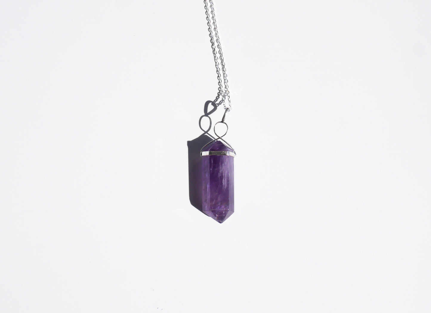 Amethyst Spiral Point - 925 Sterling Silver Chain