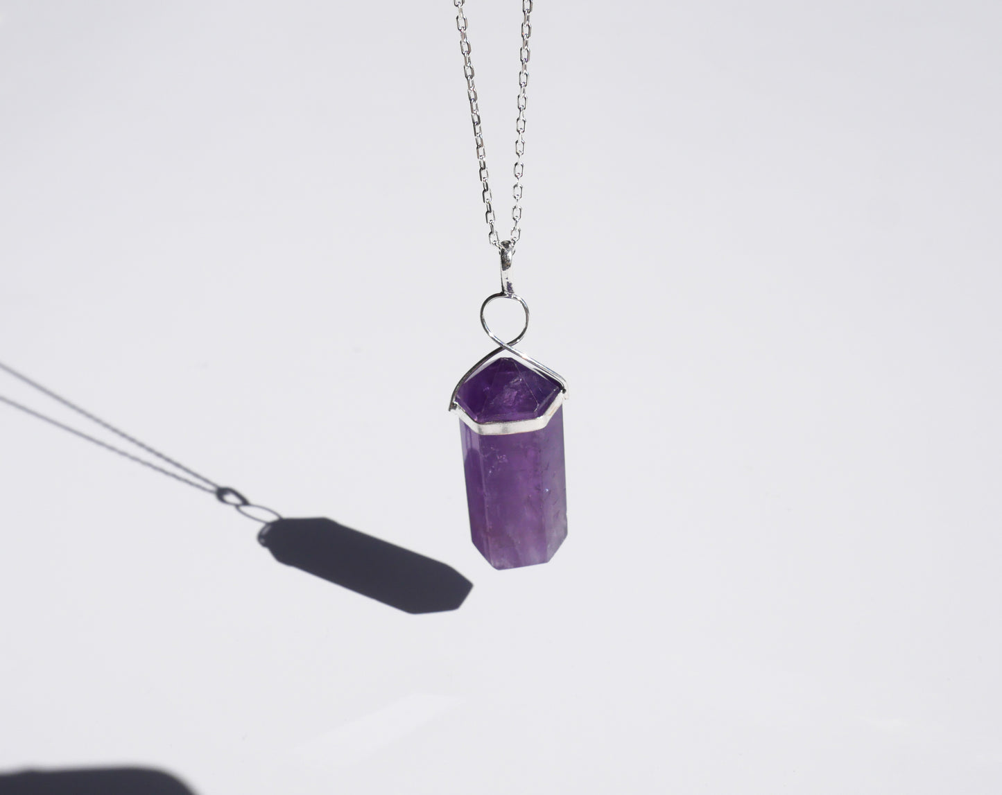 Amethyst Spiral Point - 925 Sterling Silver Chain