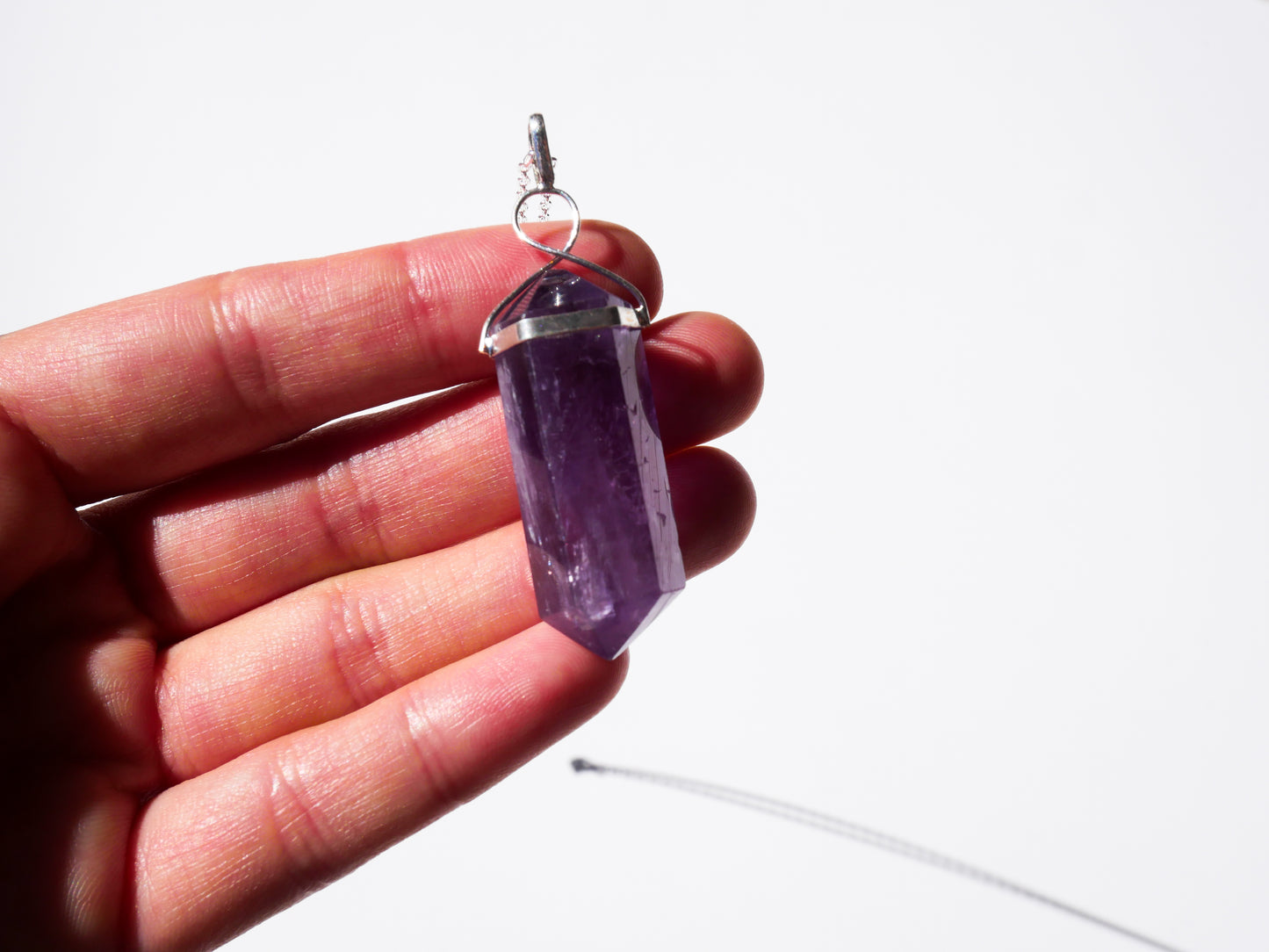 Amethyst Spiral Point - 925 Sterling Silver Chain