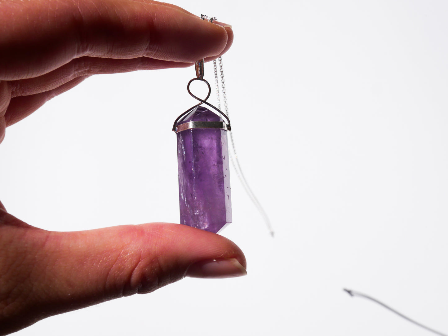 Amethyst Spiral Point - 925 Sterling Silver Chain