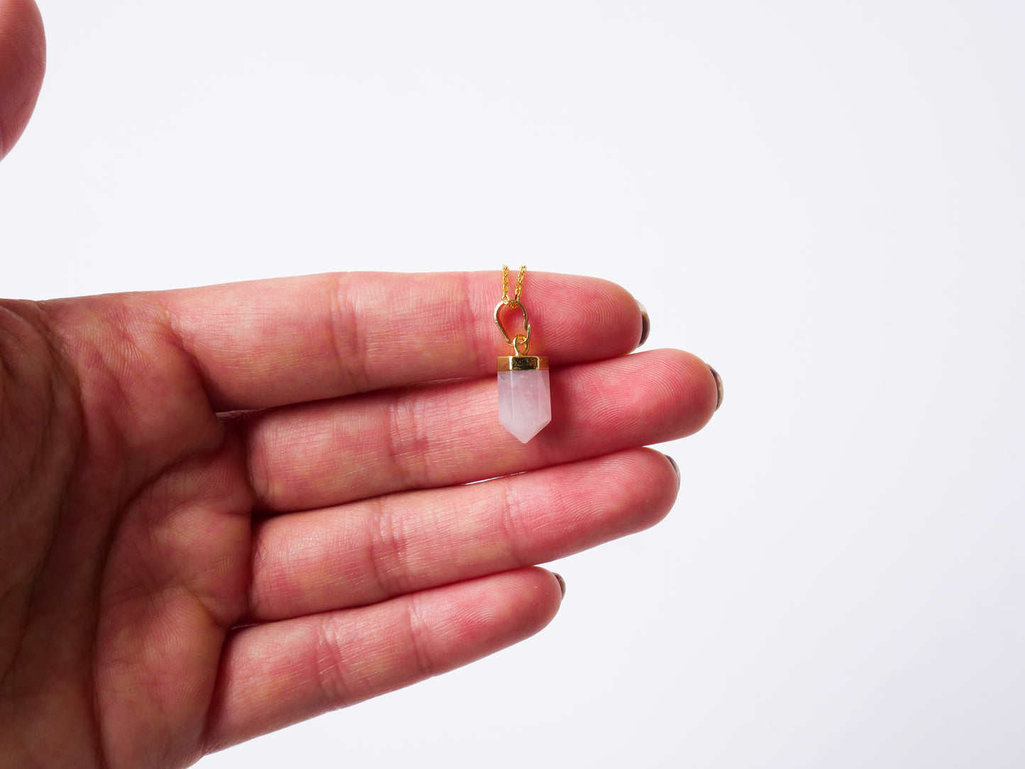 Rose Quartz Petite Necklace - 18k Gold Plated