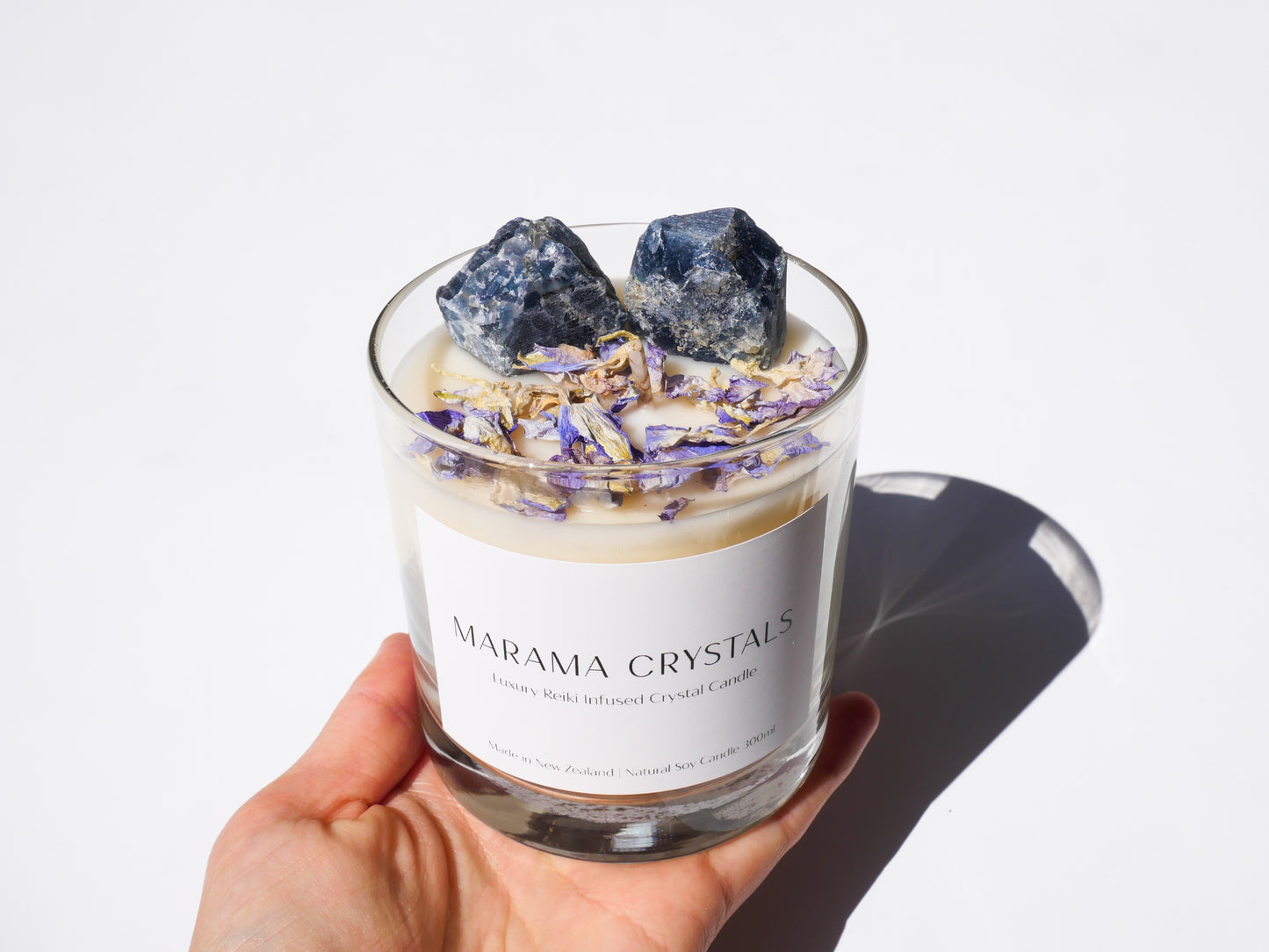 Luxury Reiki Infused Crystal Candle - Fluorite