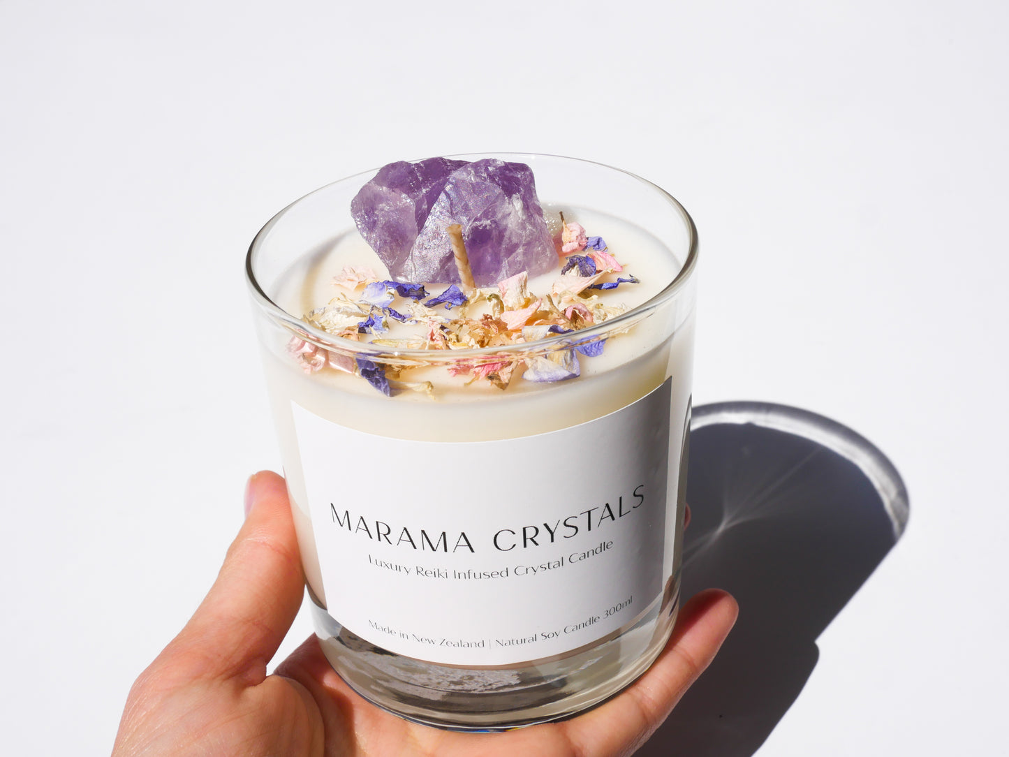 Luxury Reiki Infused Crystal Candle - Amethyst