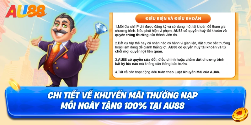 Chi tiết khuyến mãi Thưởng nạp mỗi ngày tặng 100%